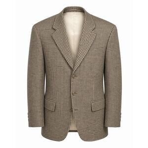 Stafford Options Vtg Brown Worsted Houndstooth Wool Blazer Sport Coat Jacket 42R